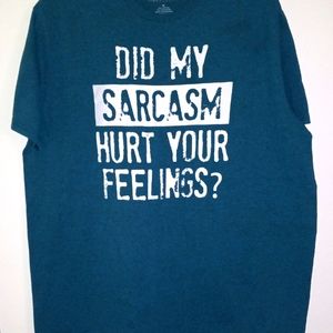 HYBRID XL short sleeve crew neck tee. Teal color. Sarcasm